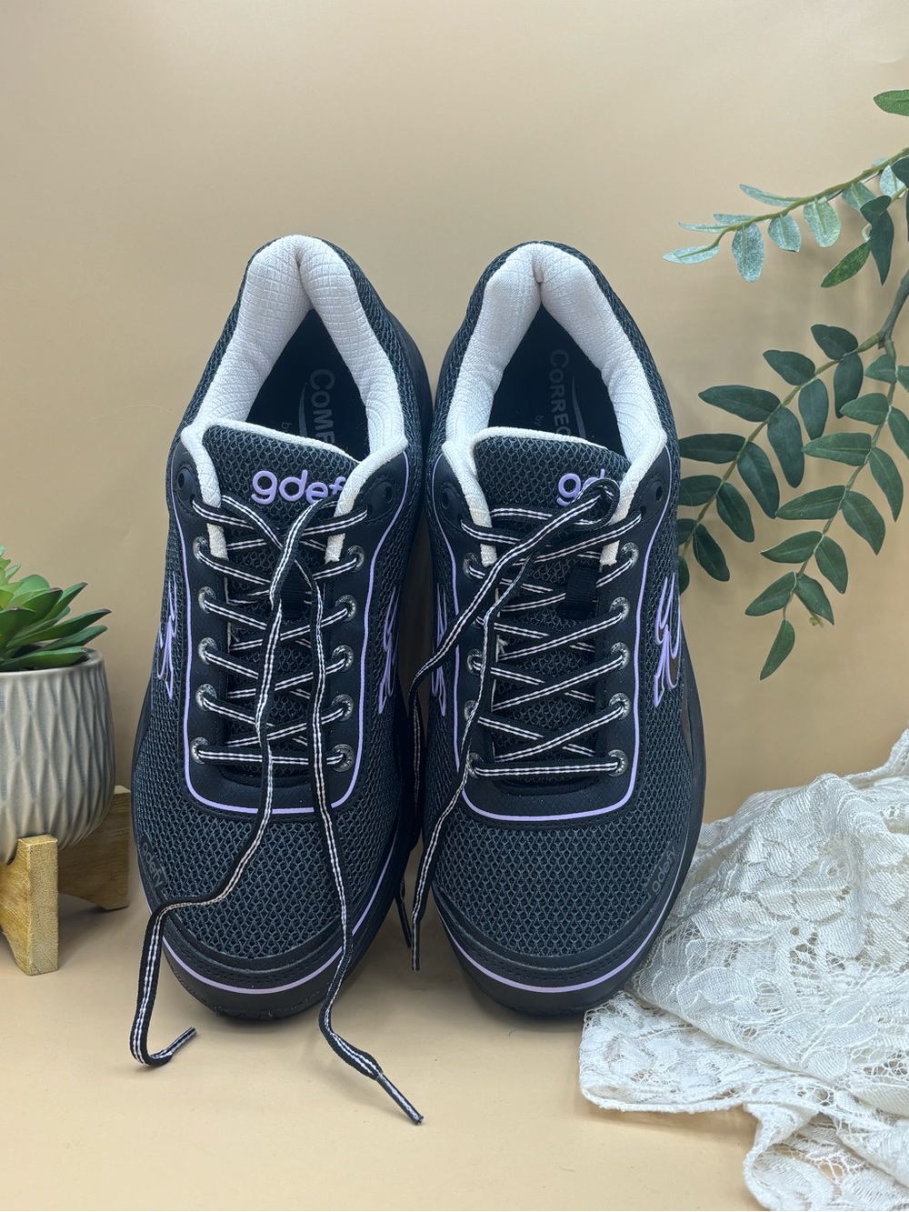 Gravity Defyer G-DEFY Mighty Walk Black Purple Orthopedic Shoes TB9024FLP-M 10.5